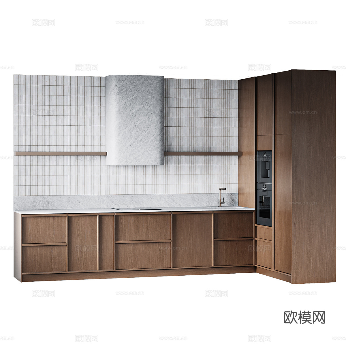 新中式中古风木质橱柜3d模型