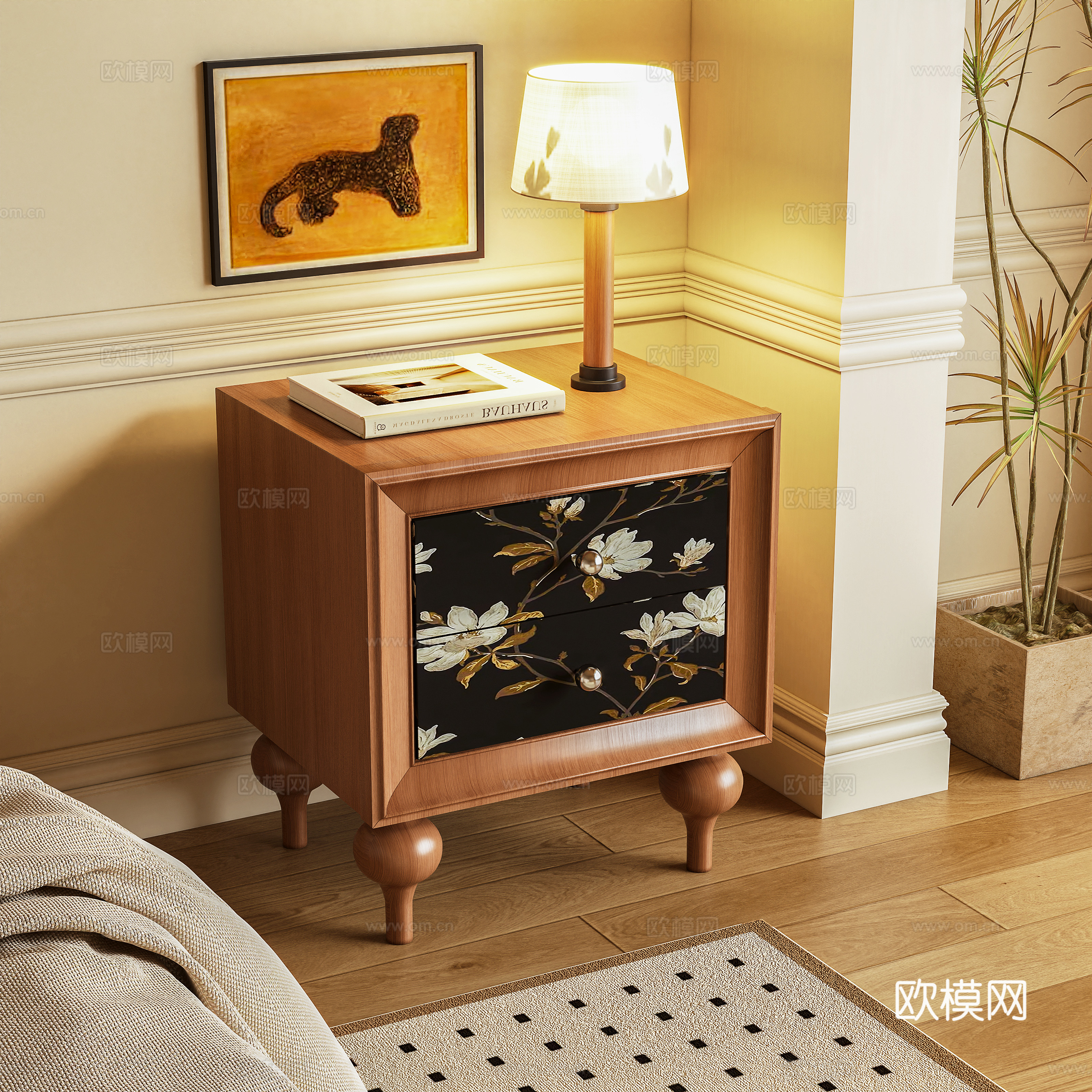 中古风床头柜3d模型