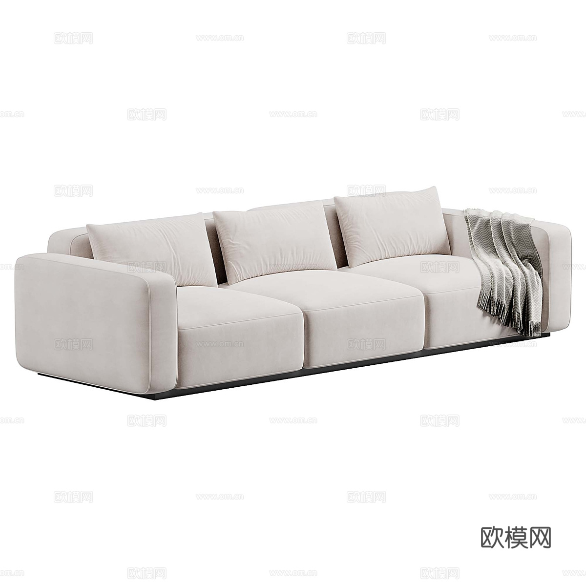 现代奶油风布艺休闲沙发3d模型