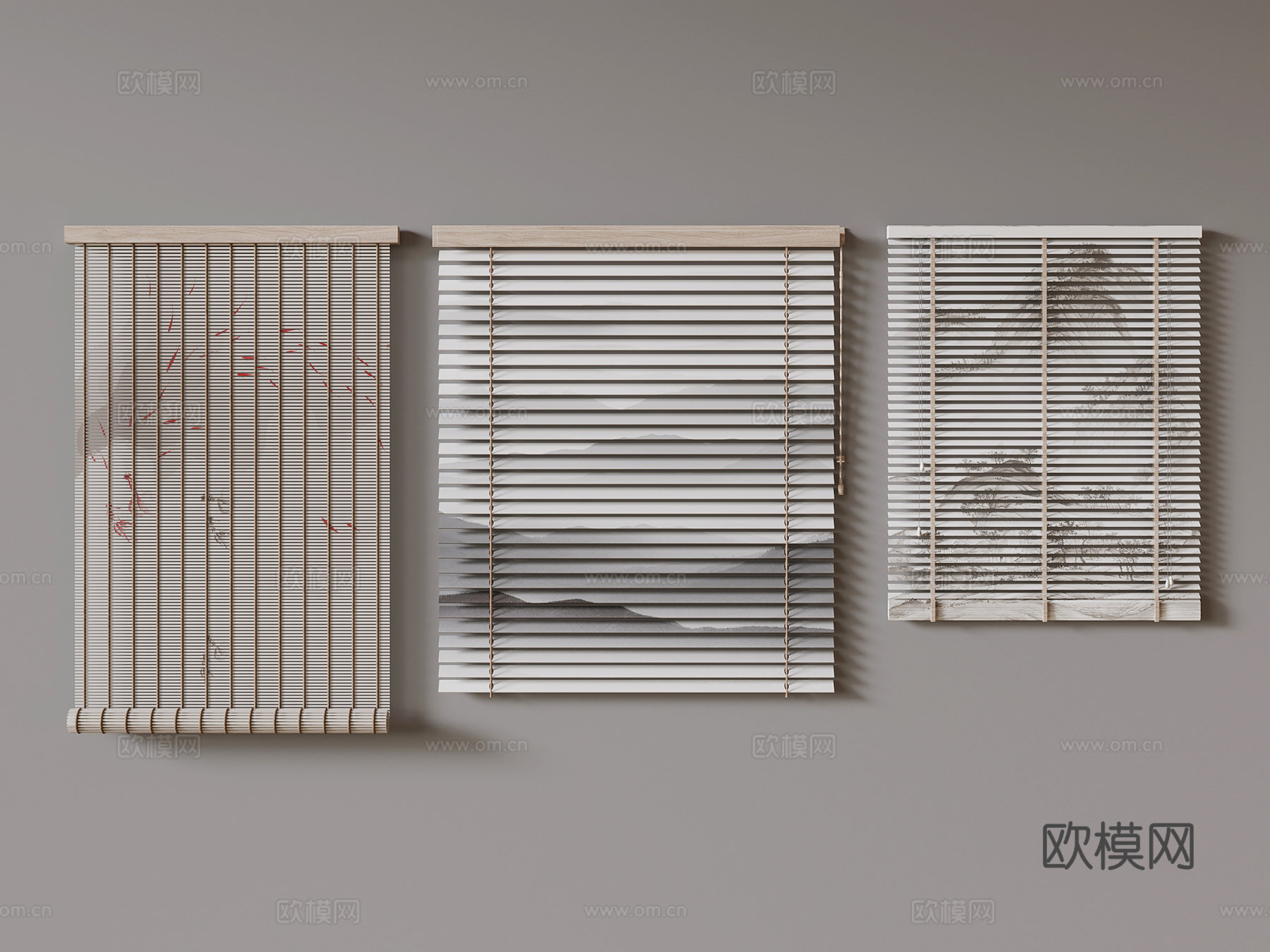 百叶帘 新中式卷帘 百叶帘3d模型
