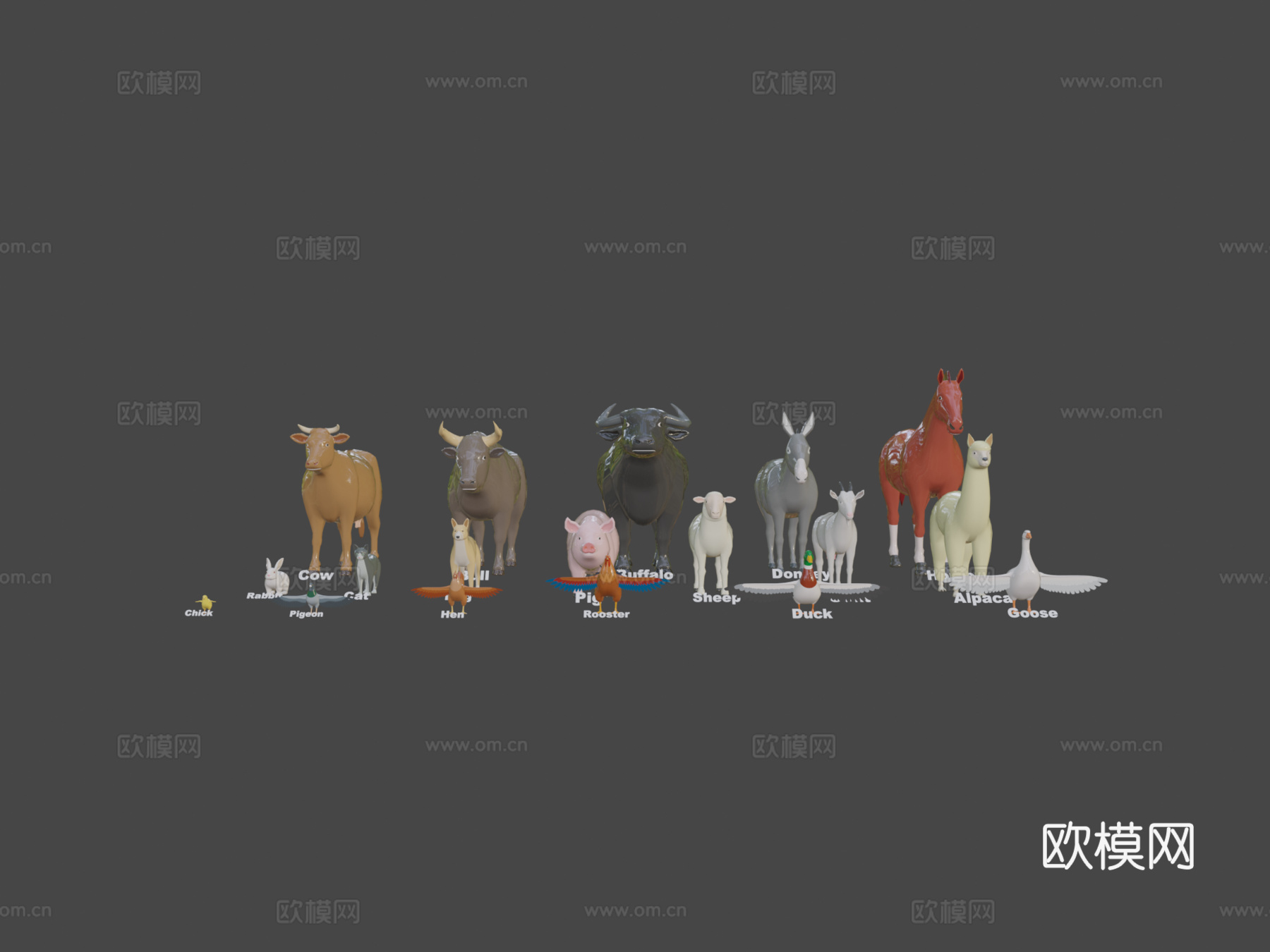 动物包-农场动物3d模型