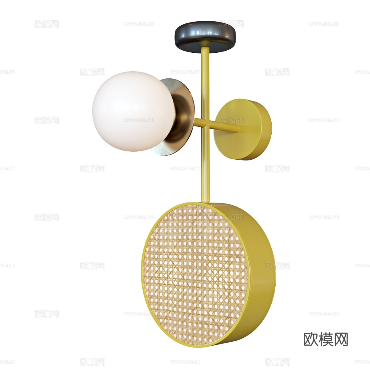 现代意式奶油风藤编装饰壁灯3d模型