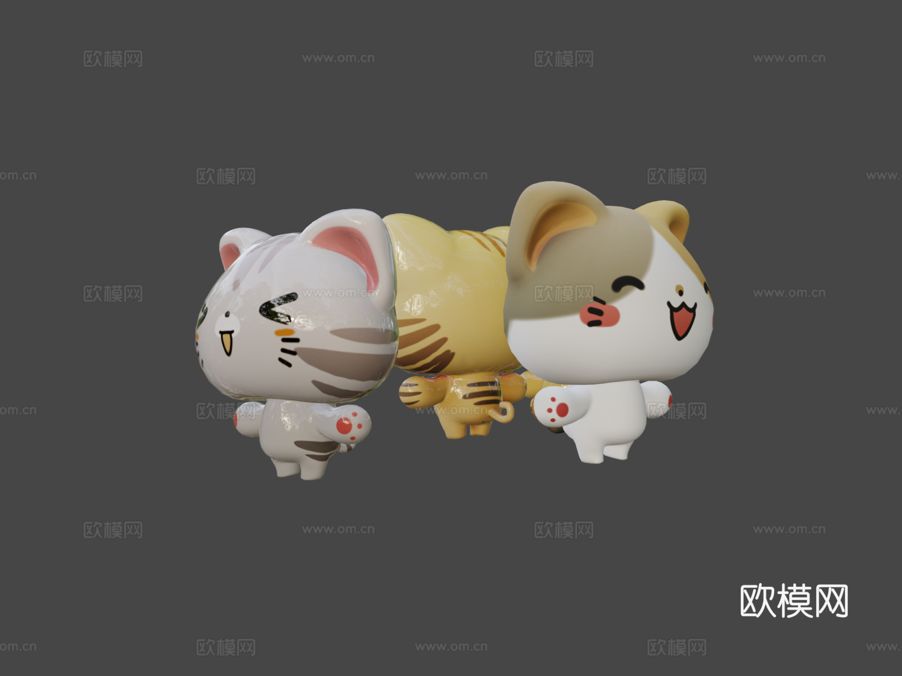 猫咪-绑定与摆姿3d模型