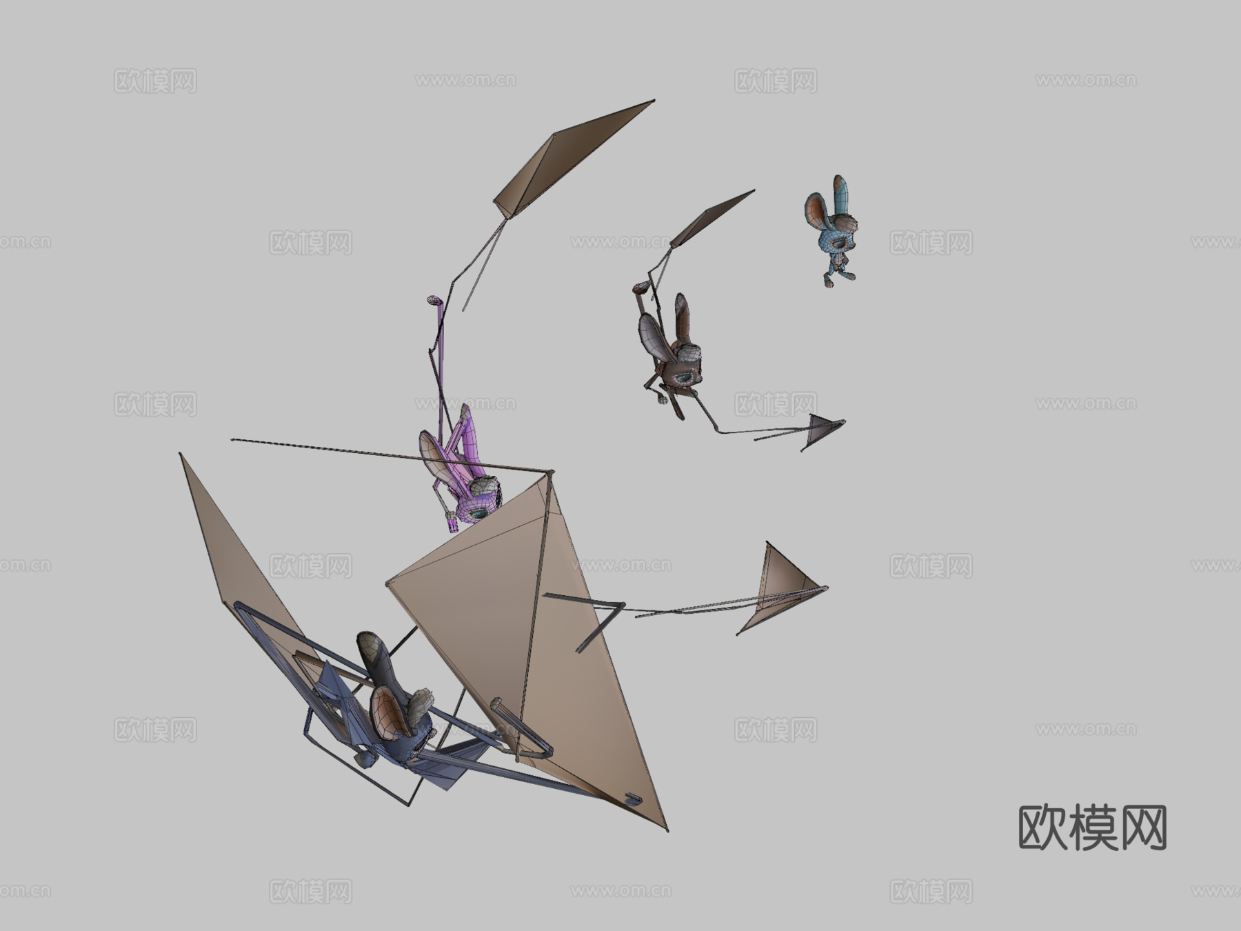 卡通兔子动画包3d模型