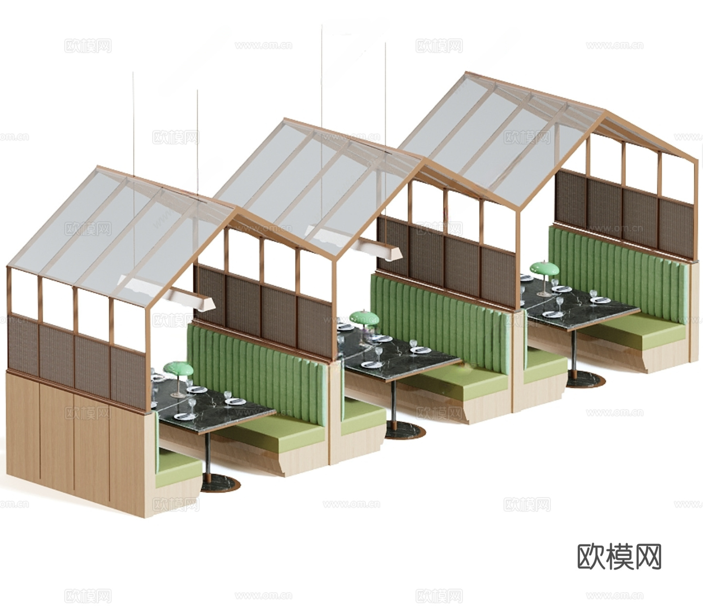 现代卡座沙发 餐厅卡座3d模型