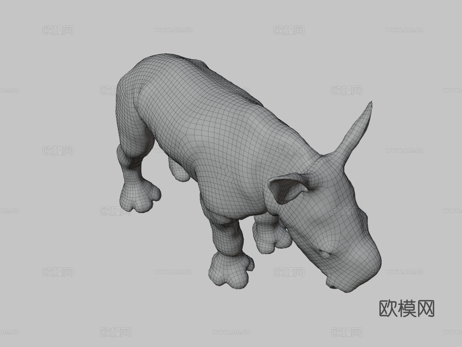 白犀牛宝宝静态姿势三角化3d模型