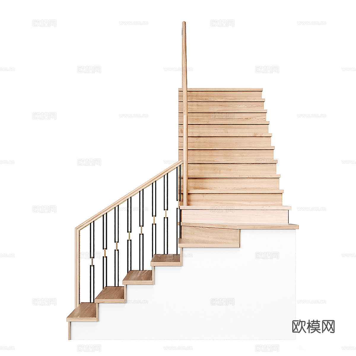 现代北欧原木风楼梯3d模型