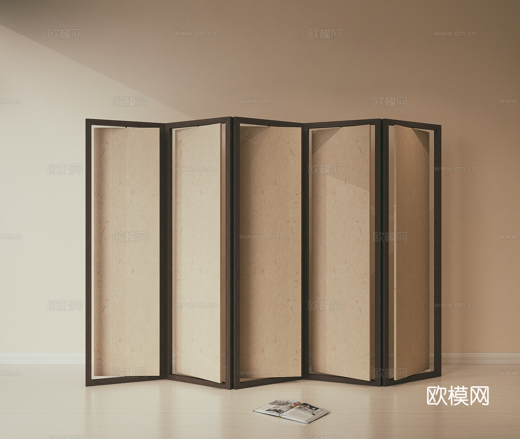 中古风木质屏风 可折叠屏风 隔断 客厅屏风 复古屏风3d模型
