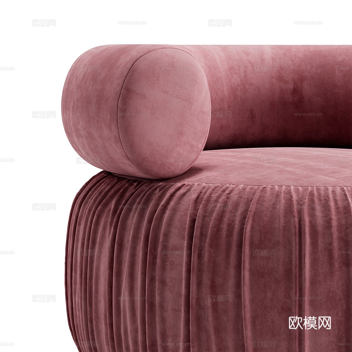 现代意式奶油风圆形布艺沙发椅3d模型