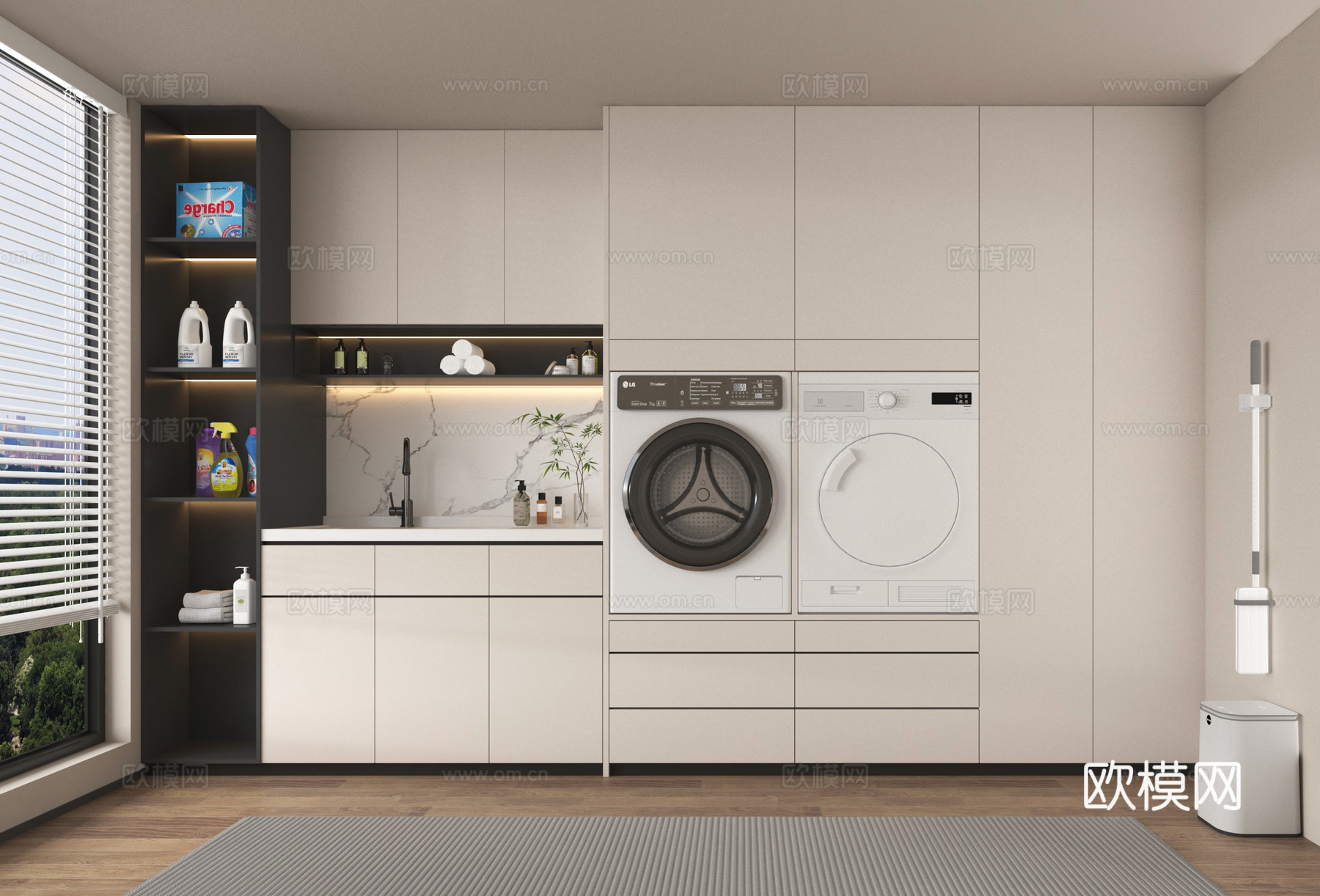 洗衣机柜 置物架3d模型下载