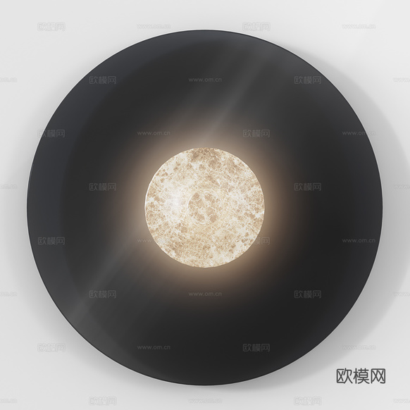 現(xiàn)代意式極簡圓盤月球壁燈3d模型下載(渲染圖3)