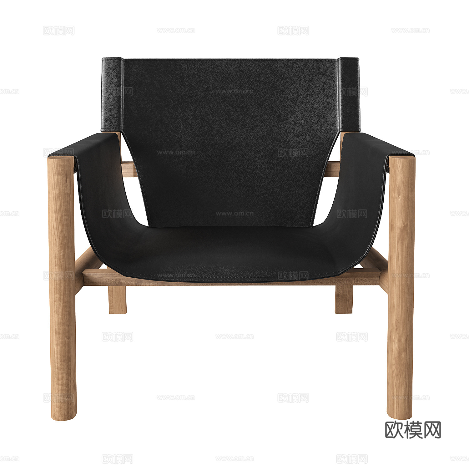 现代意式皮革木质扶手椅3d模型