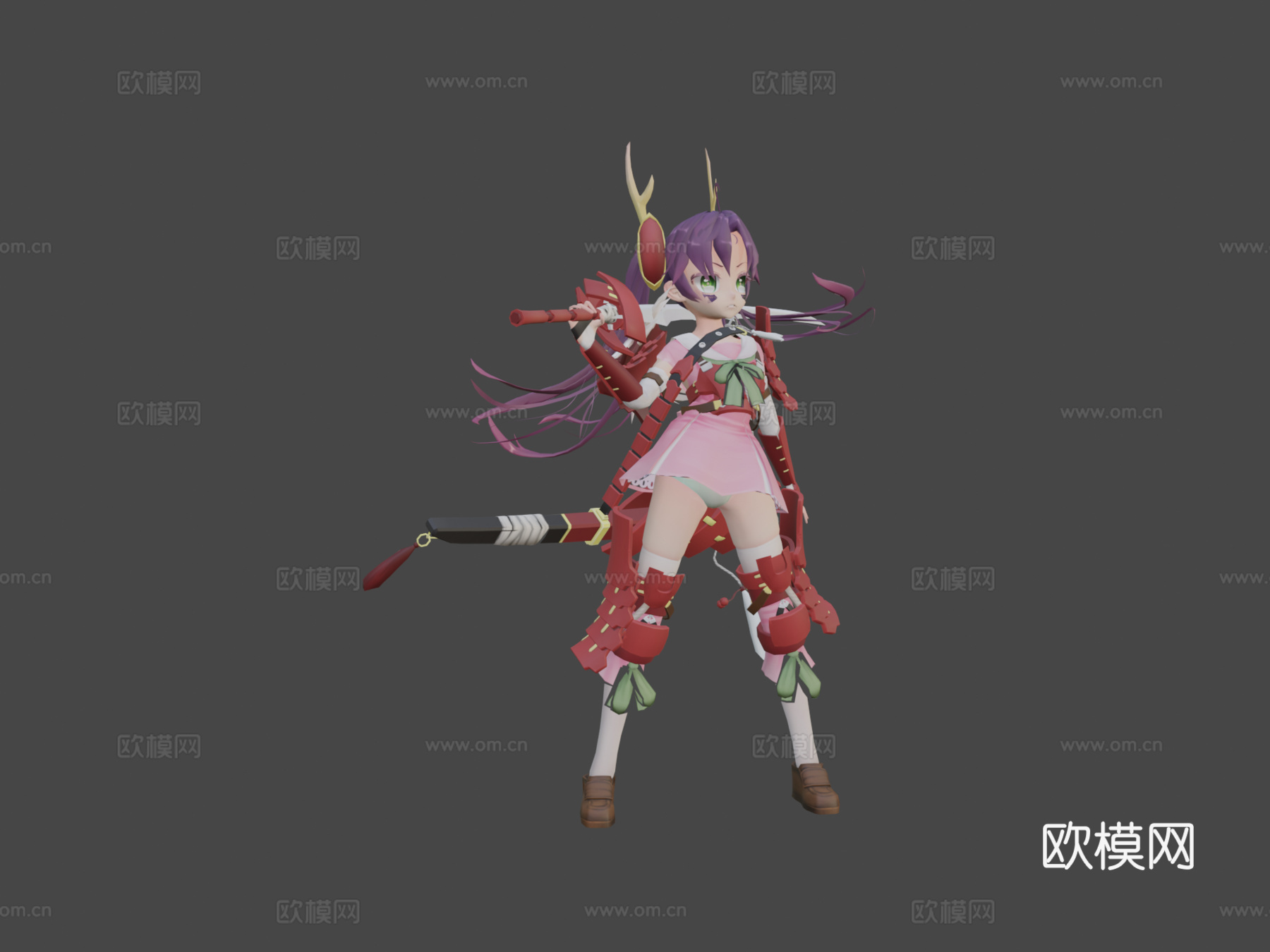 武士少女3d模型