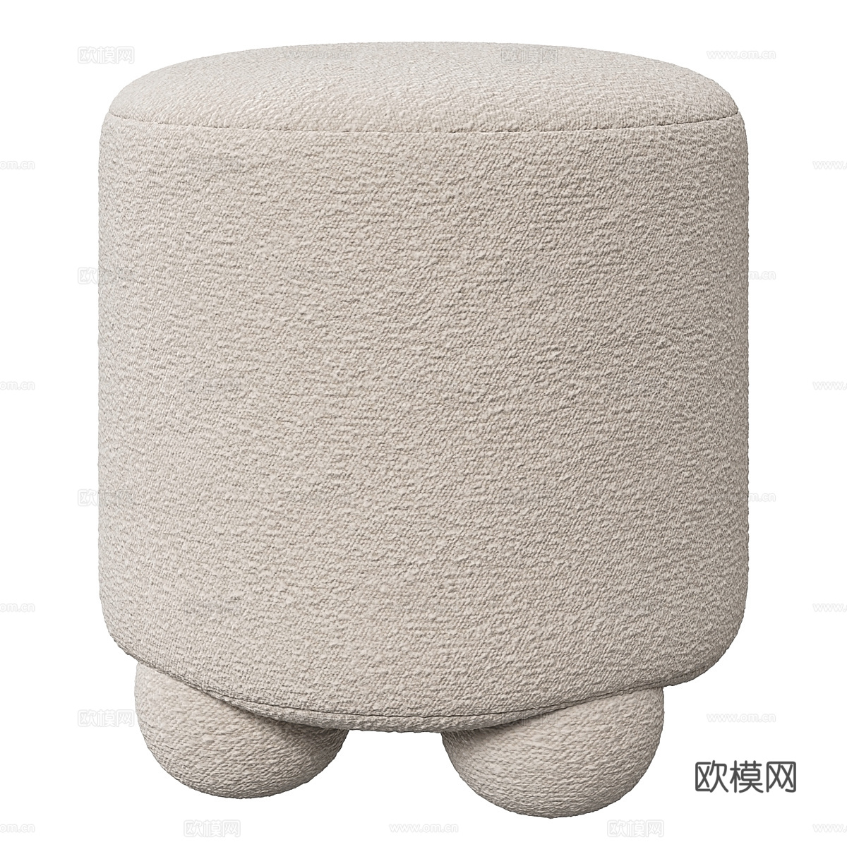 现代奶油风布艺圆凳3d模型