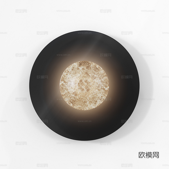 現(xiàn)代意式極簡圓盤月球壁燈3d模型下載(渲染圖2)