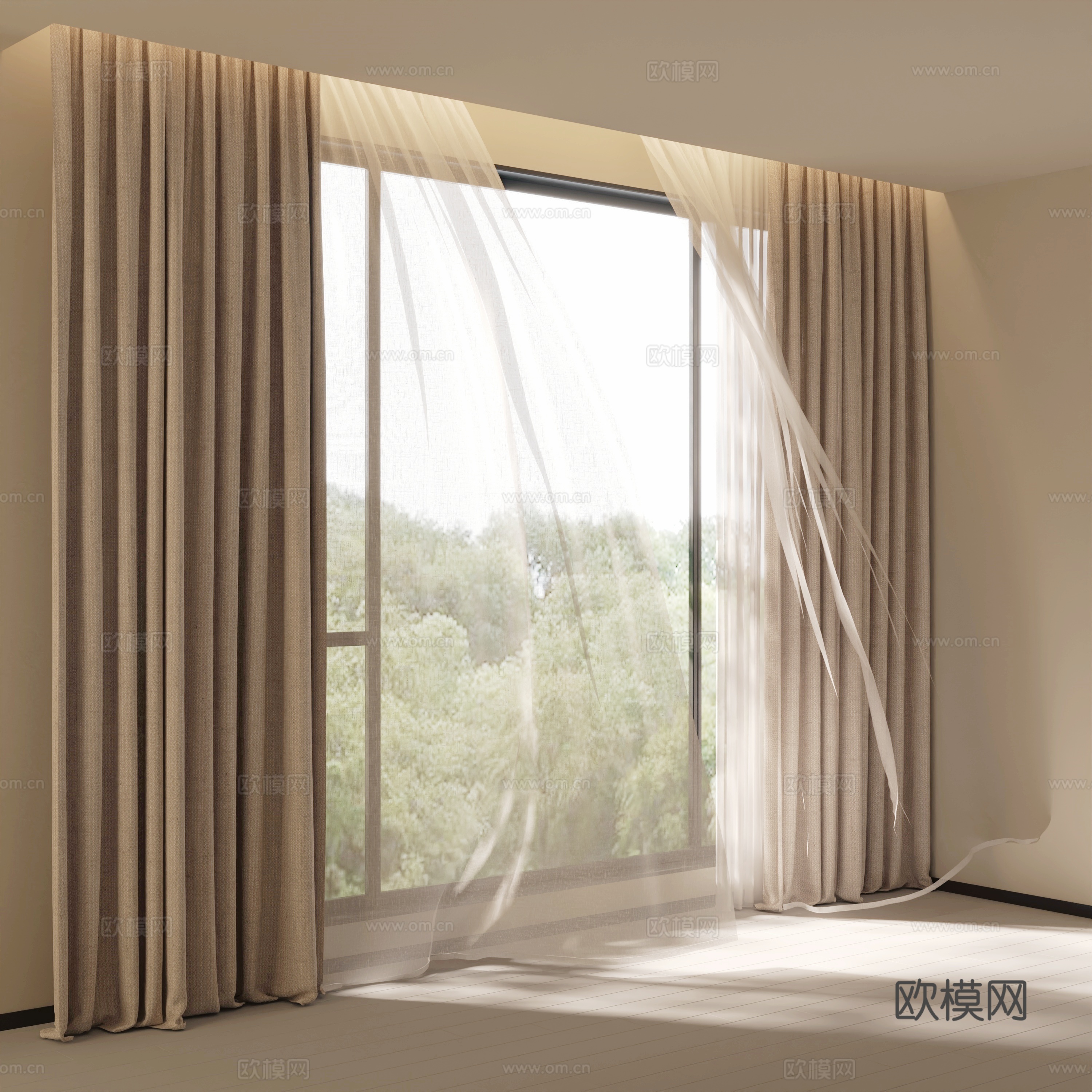 现代通用窗帘_现代窗帘 梦幻窗帘纱帘3D模型3d模型