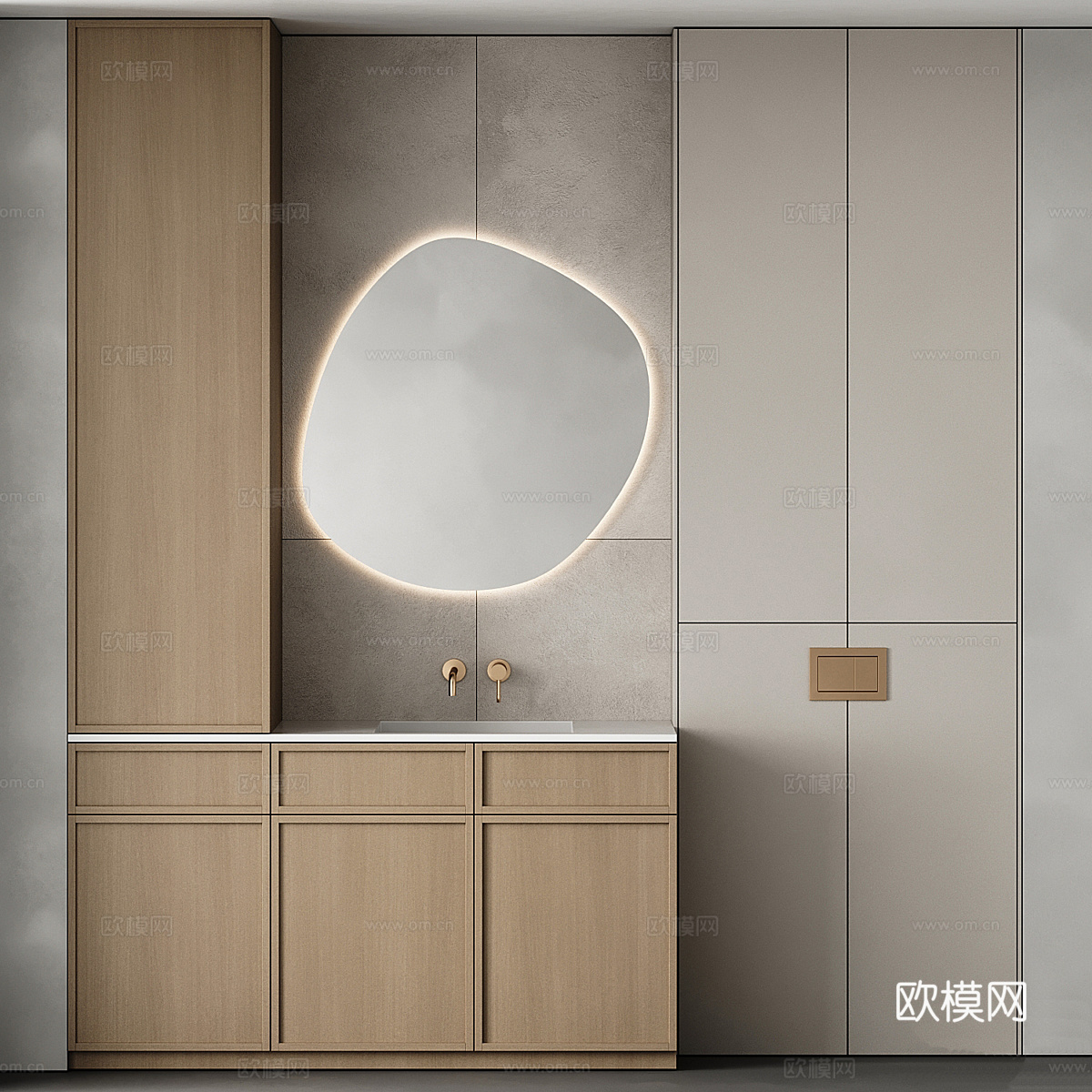 新中式浴室柜 台盆柜3d模型
