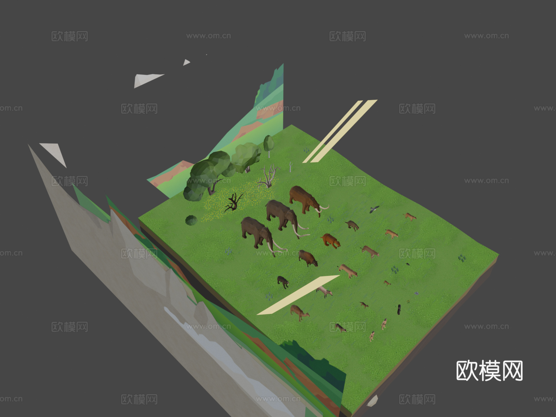 低多边形史前动物3d模型