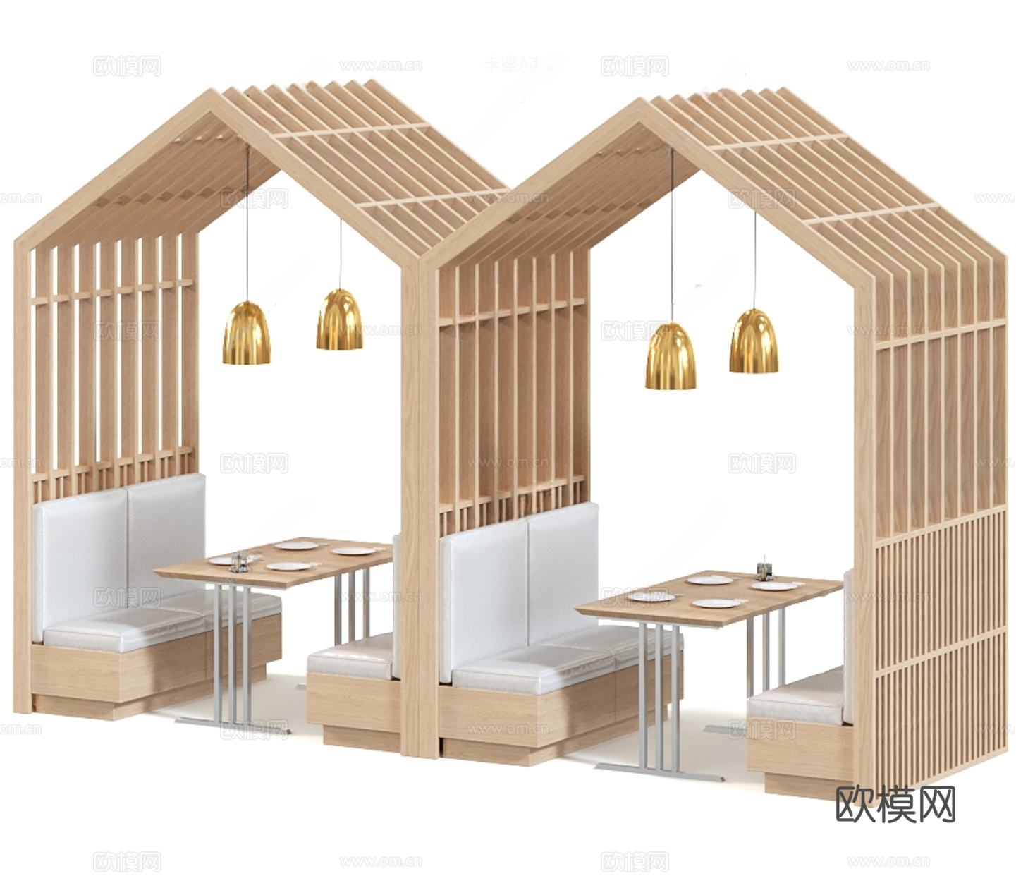 现代卡座沙发 餐厅卡座su模型
