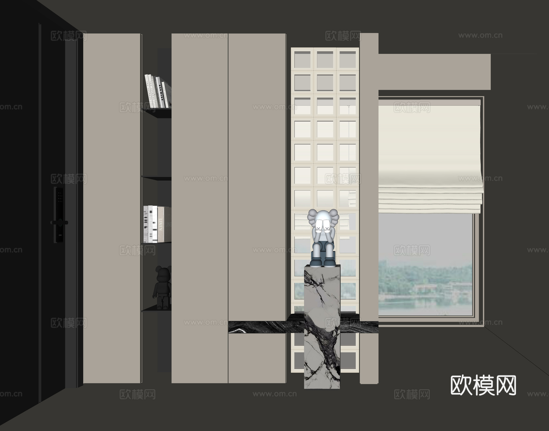 现代入户鞋柜su模型下载（渲染图2）