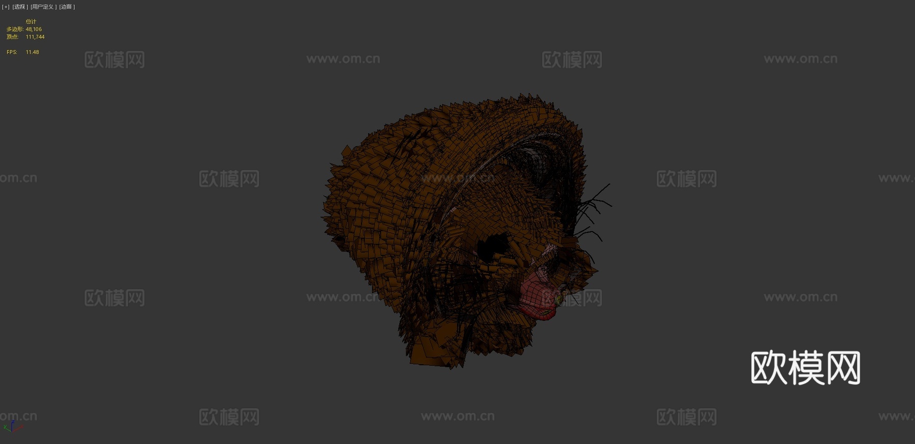 老鼠绑定动画PBR实时毛发3d模型