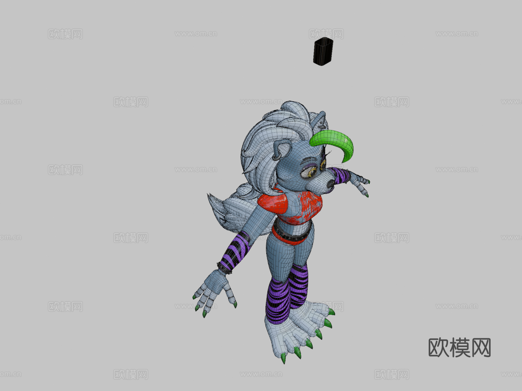 可爱罗克珊狼3d模型
