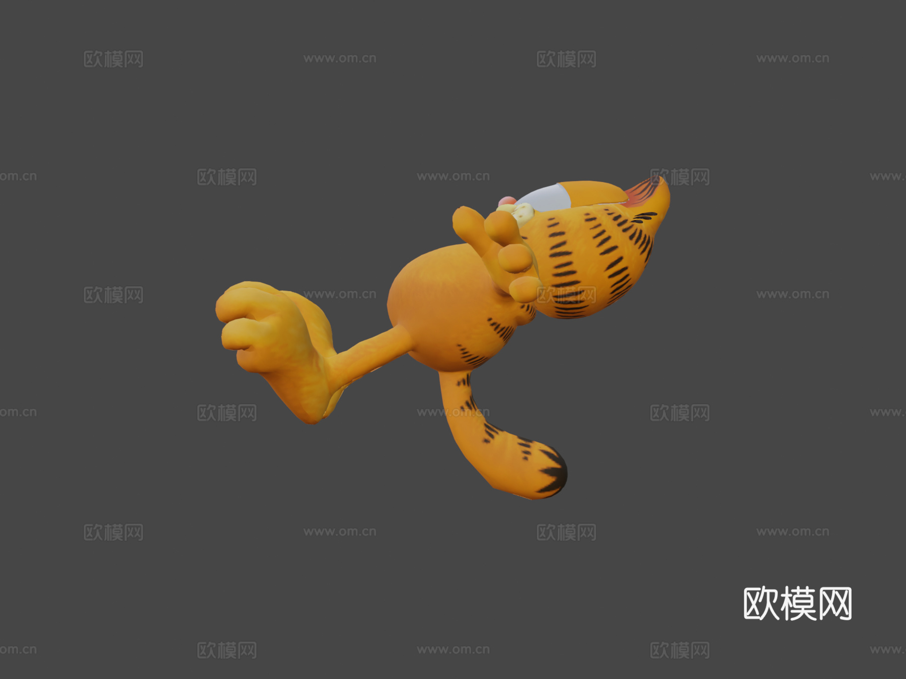 低多边形加菲猫(全骨骼绑定)3d模型