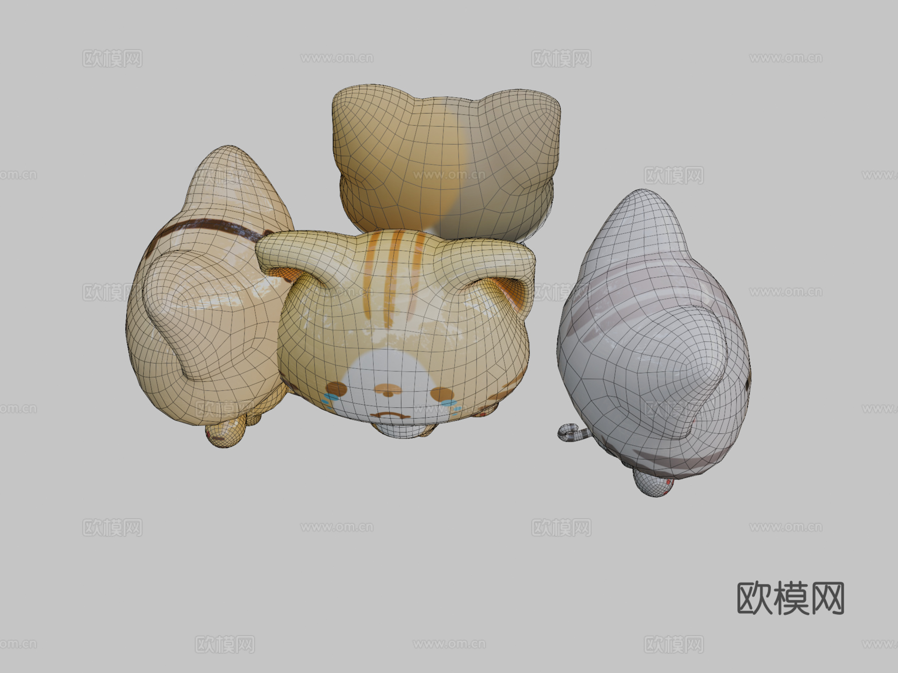 猫咪-绑定与摆姿3d模型