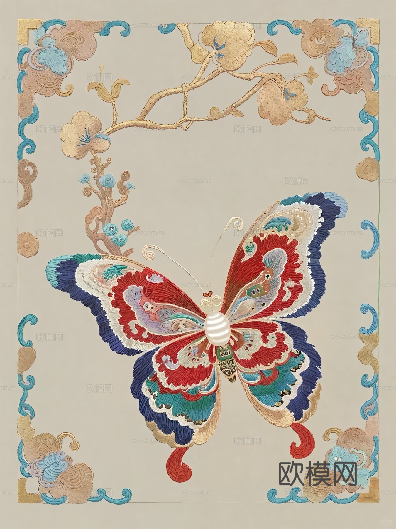 蝴蝶花卉画芯