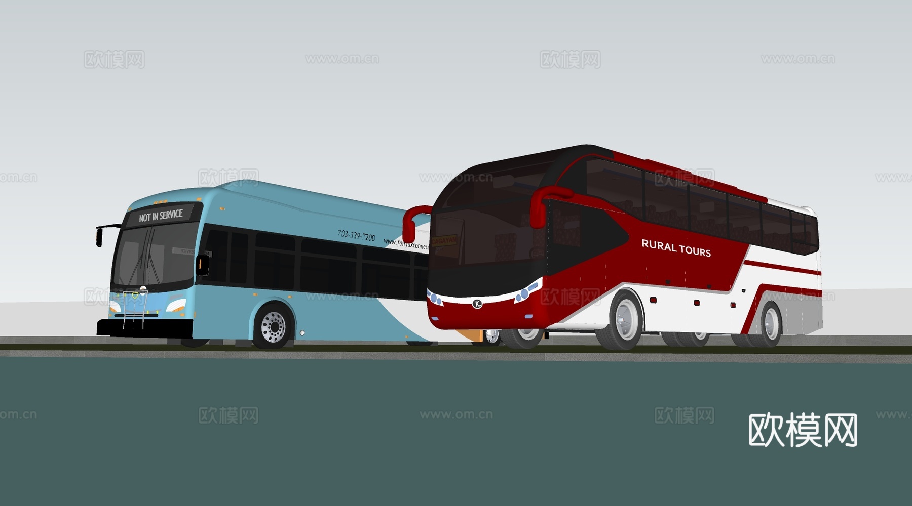 现代大巴车 公交车 旅游大巴 巴士su模型