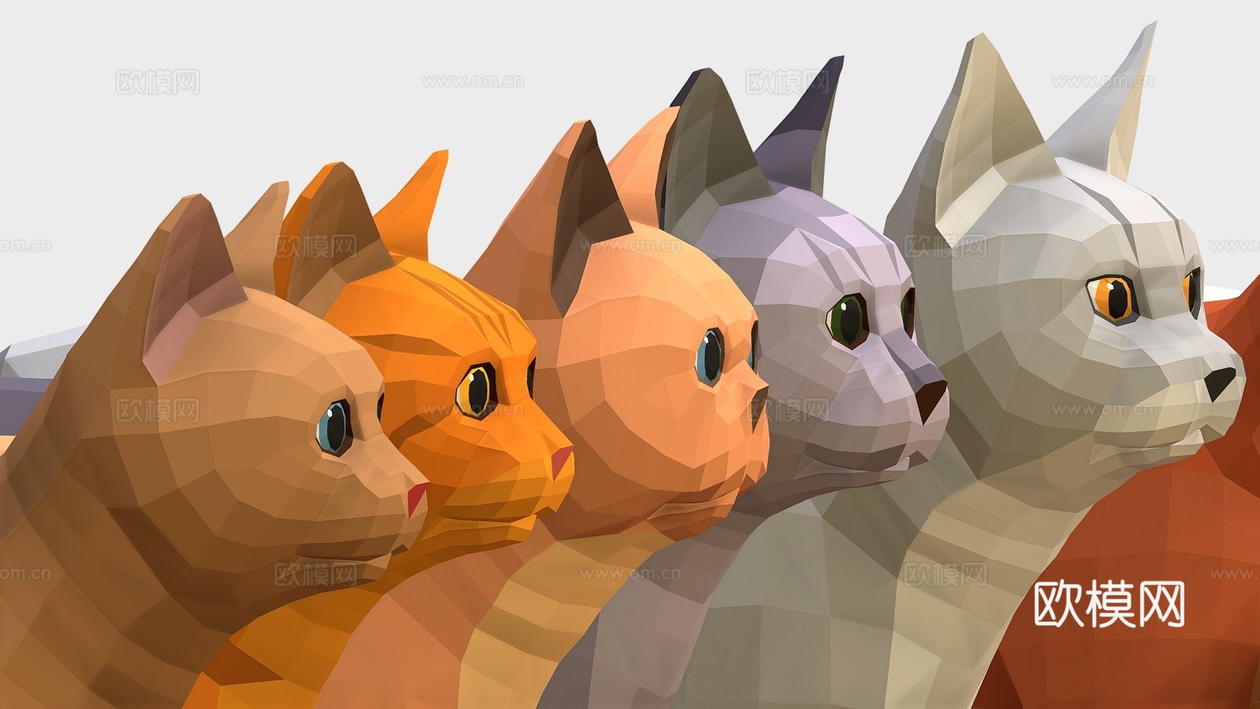 低多边形猫3d模型
