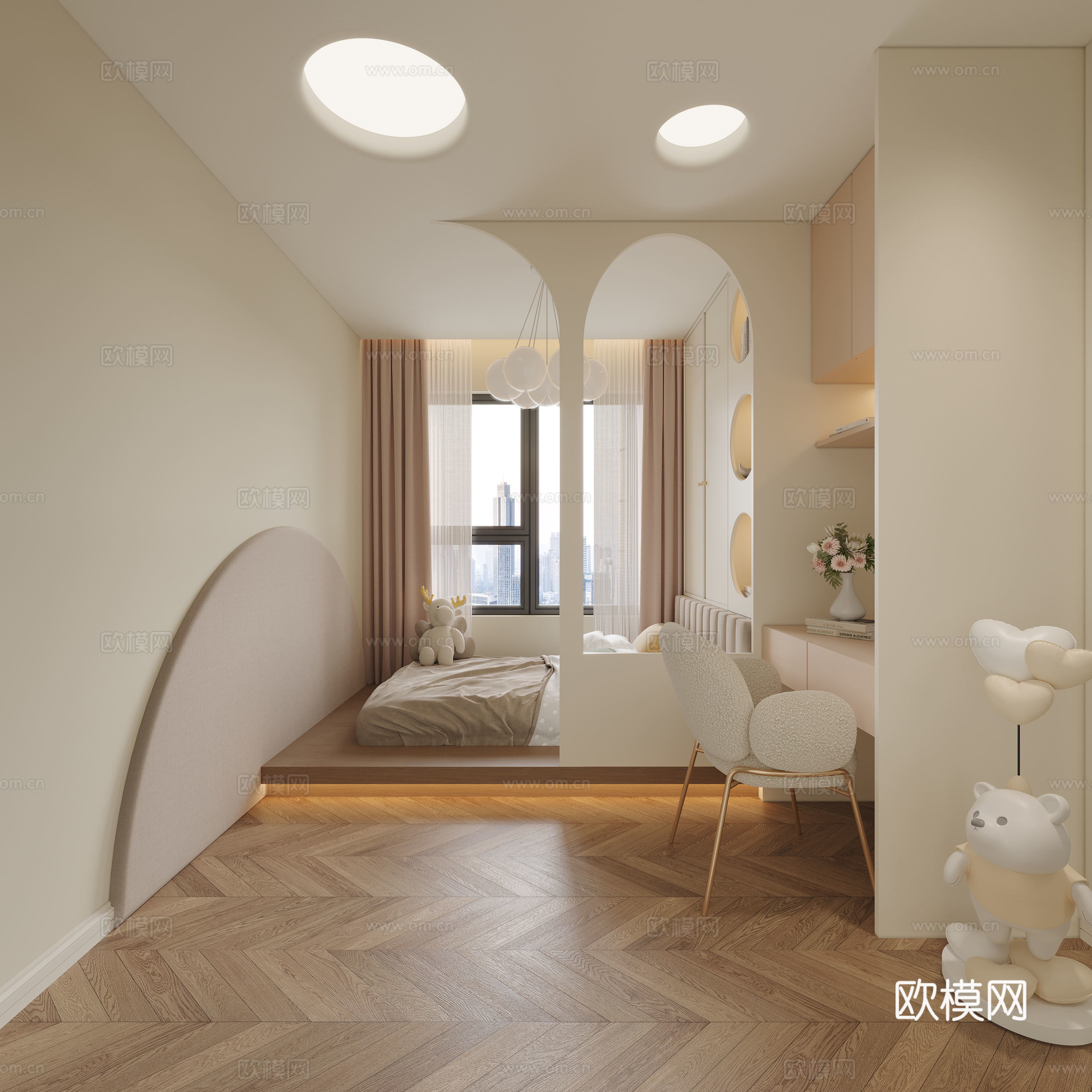 现代法式儿童房3d模型