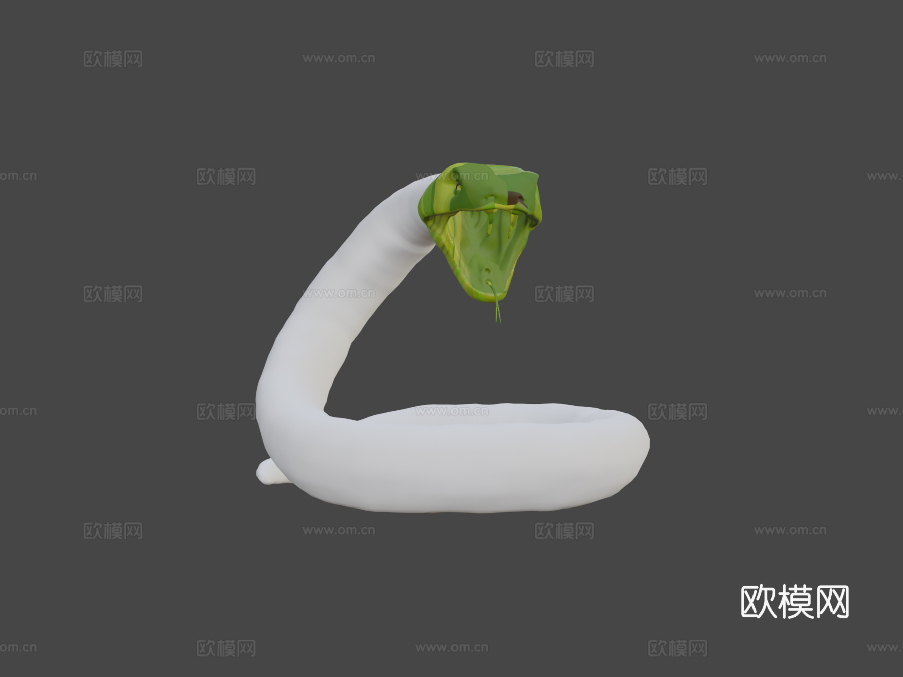 大型绿色攻击性蛇3d模型