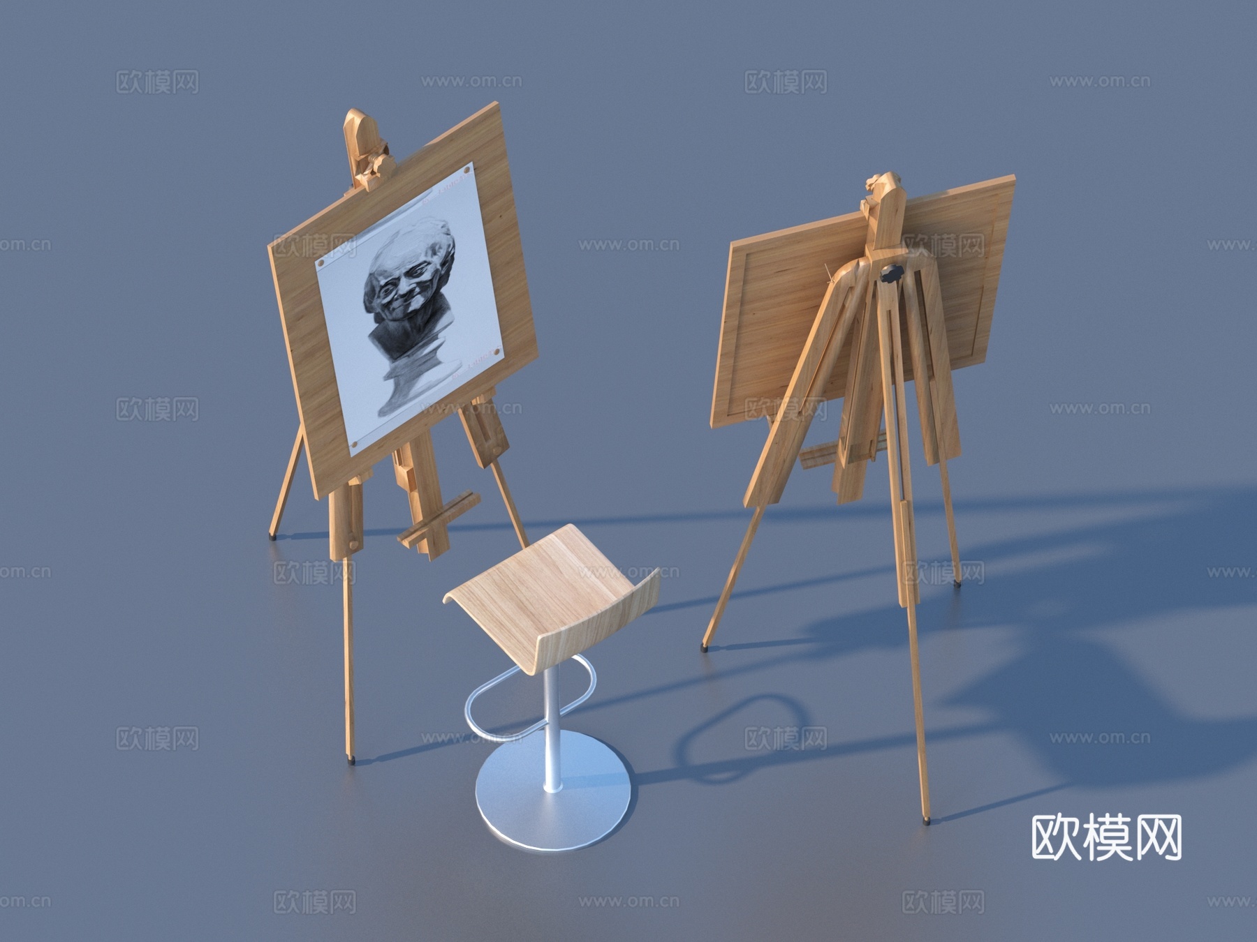 画架 画具 画板 美术器材3d模型