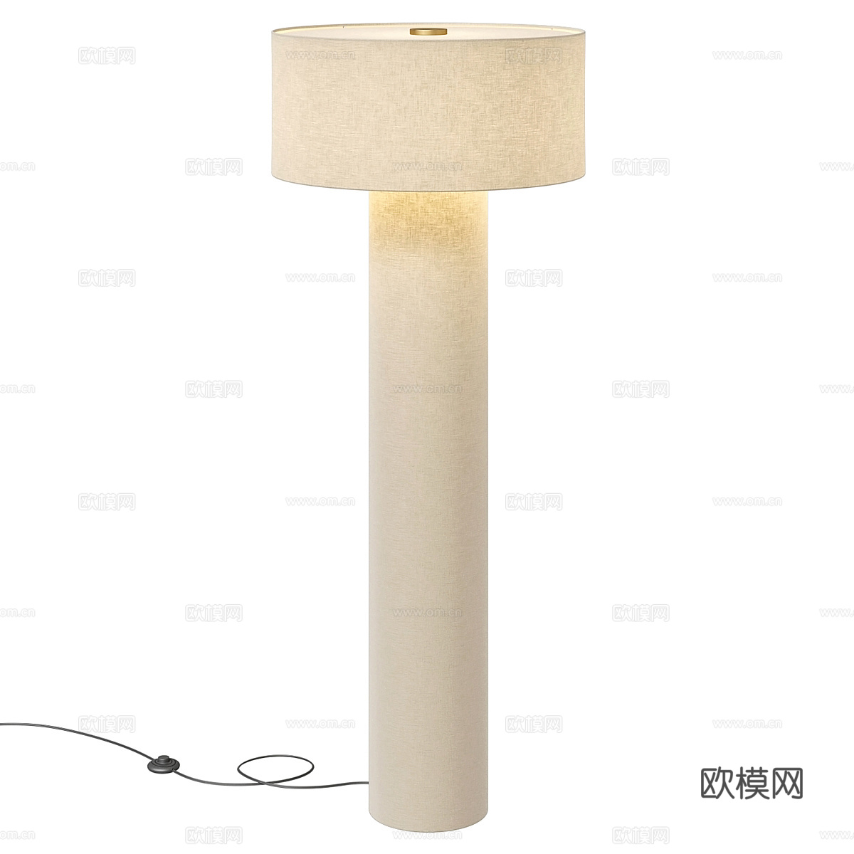 新中式亚麻布艺落地灯3d模型