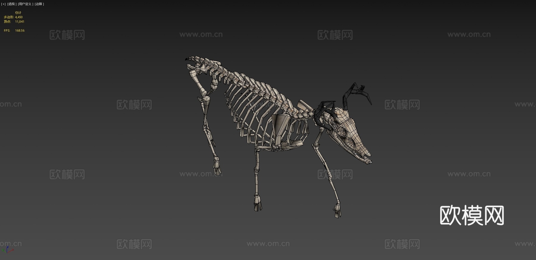 低多边形鹿骨架3d模型