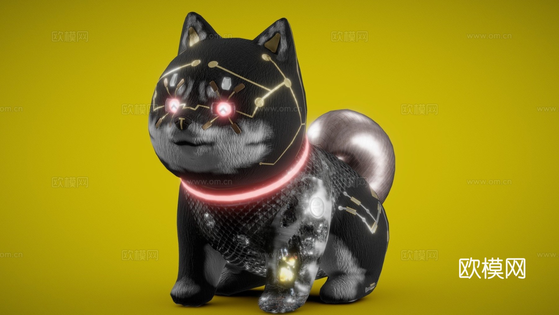 赛博朋克柴犬-柴犬纹理挑战3d模型