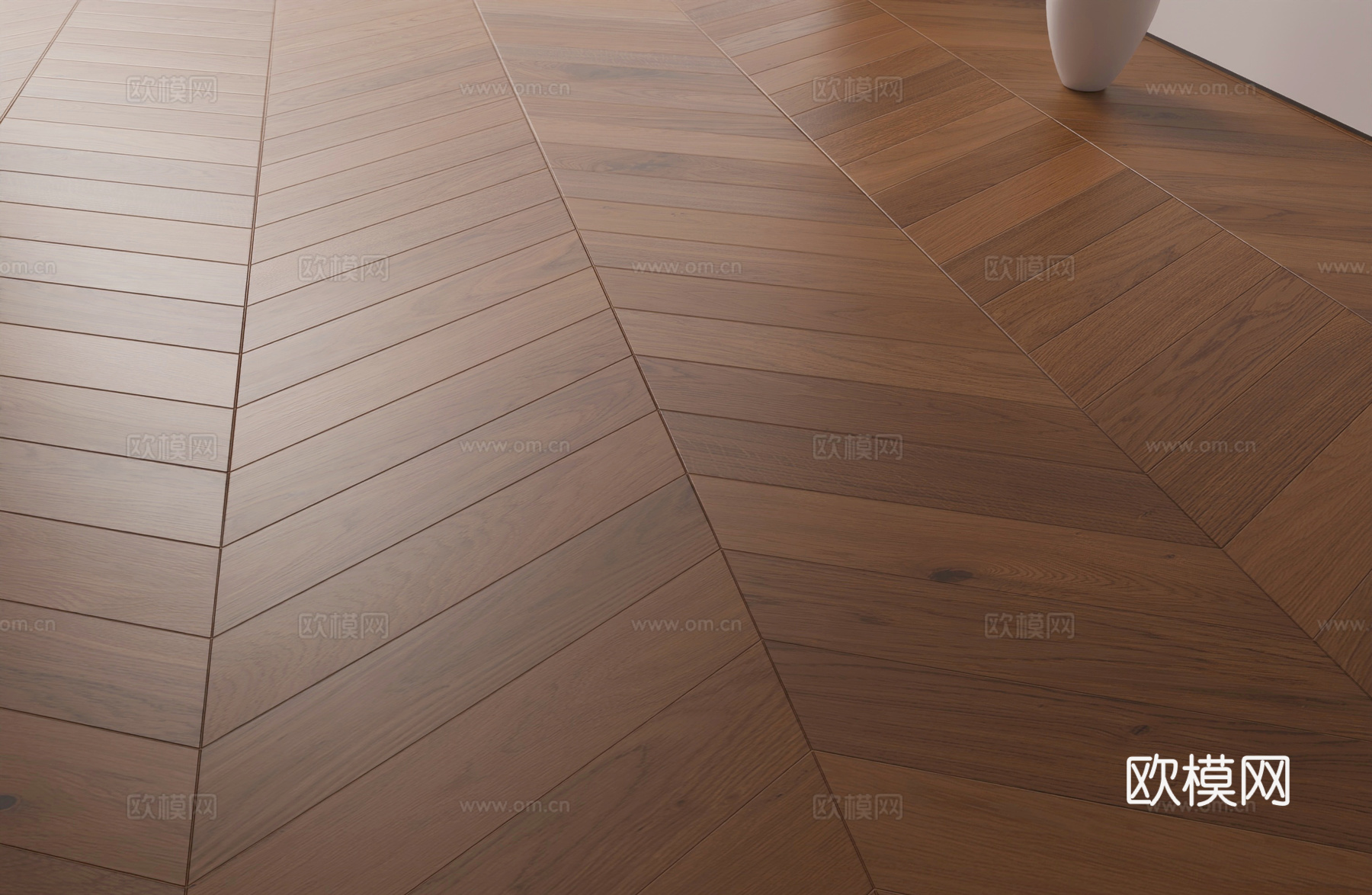 现代中古地板_深色木地板_胡桃木地板_哑光木地板_鱼骨拼木地3d模型