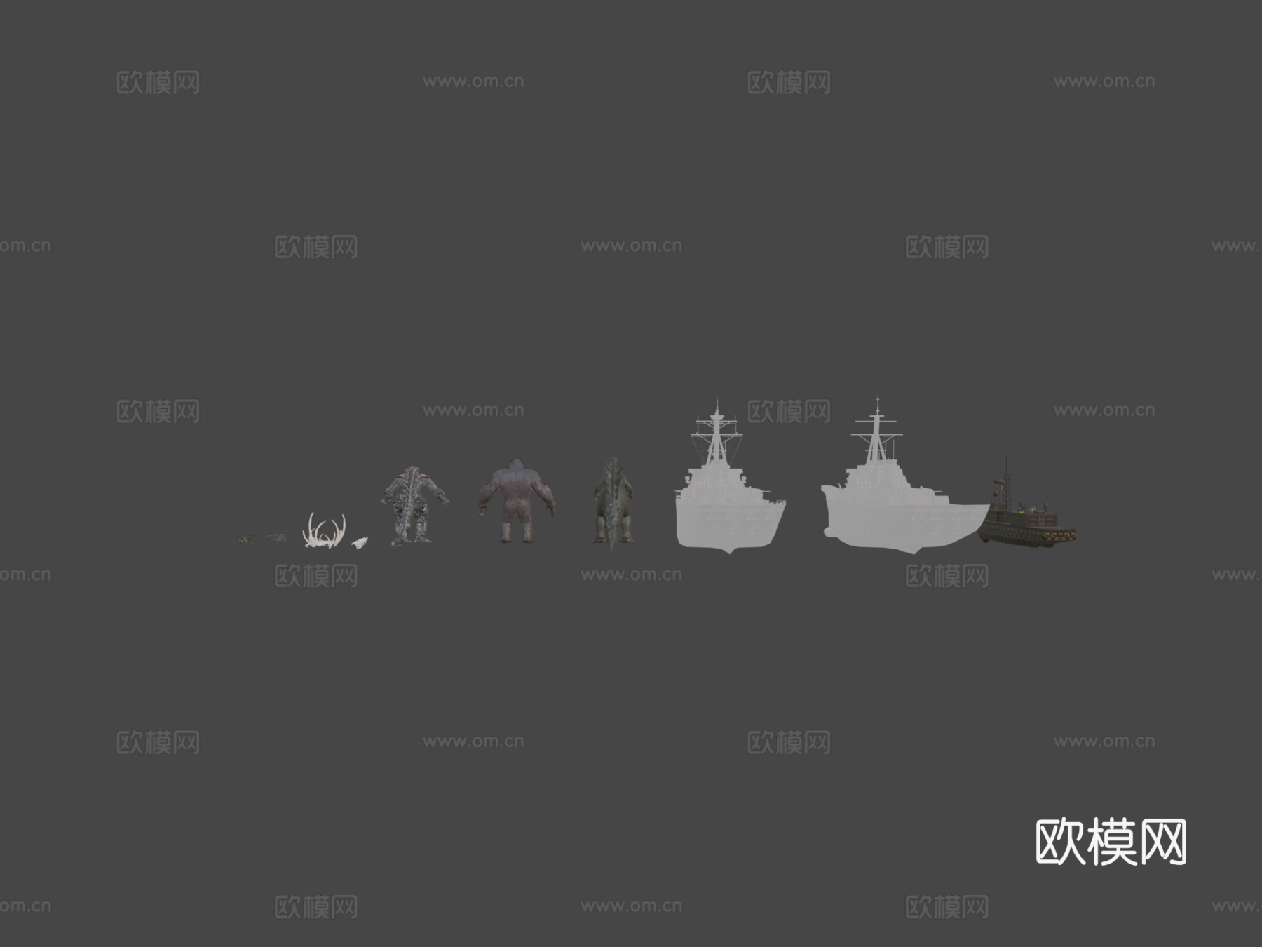 绝地求生哥斯拉大战金刚3d模型