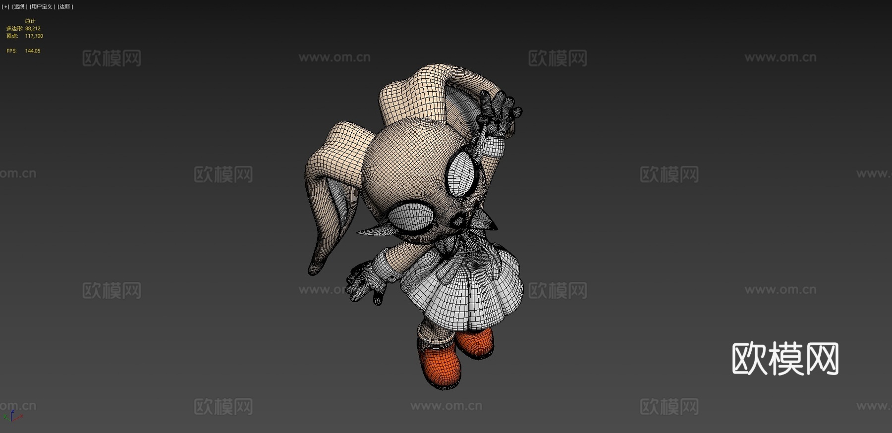 奶油兔3d模型
