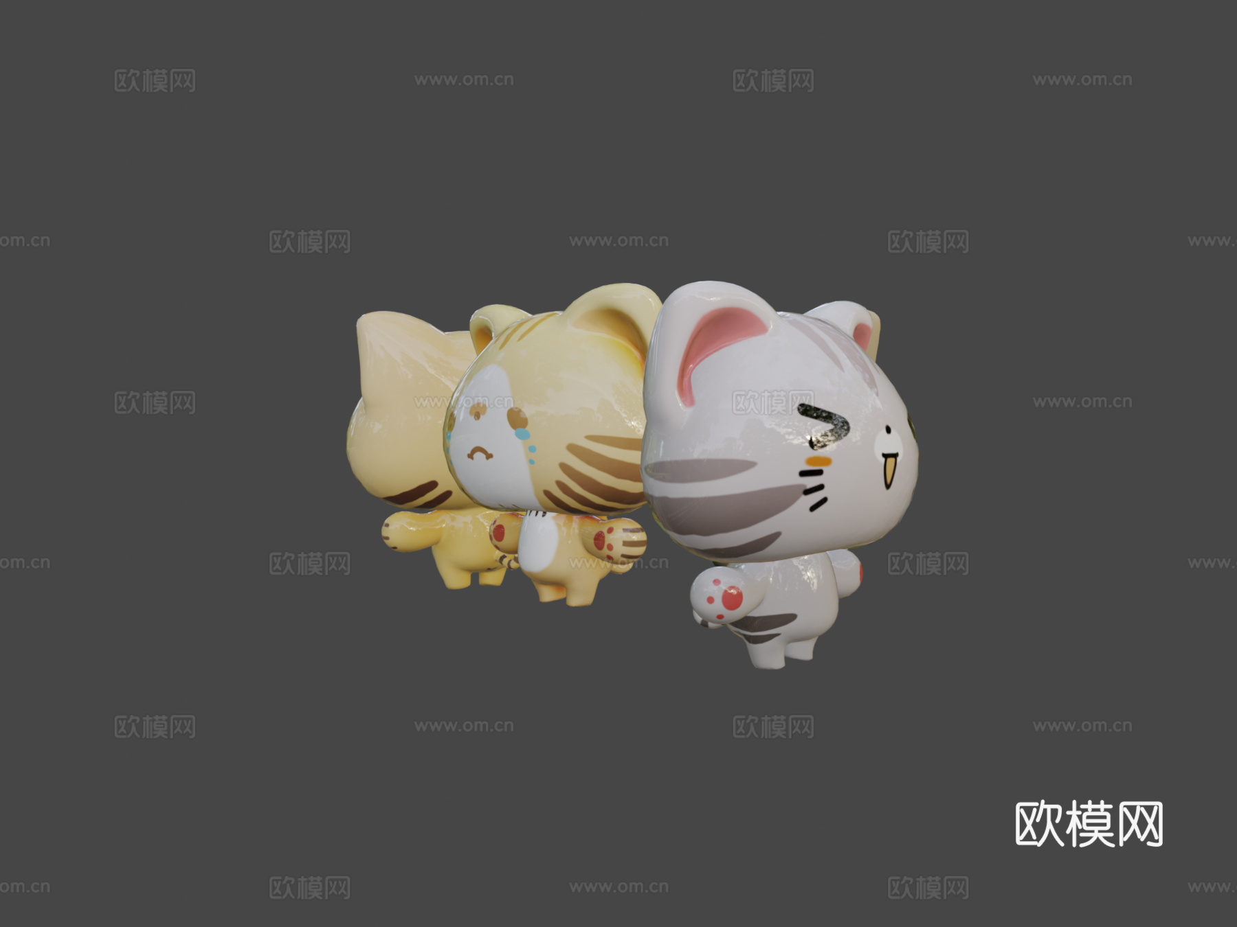 猫咪-绑定与摆姿3d模型