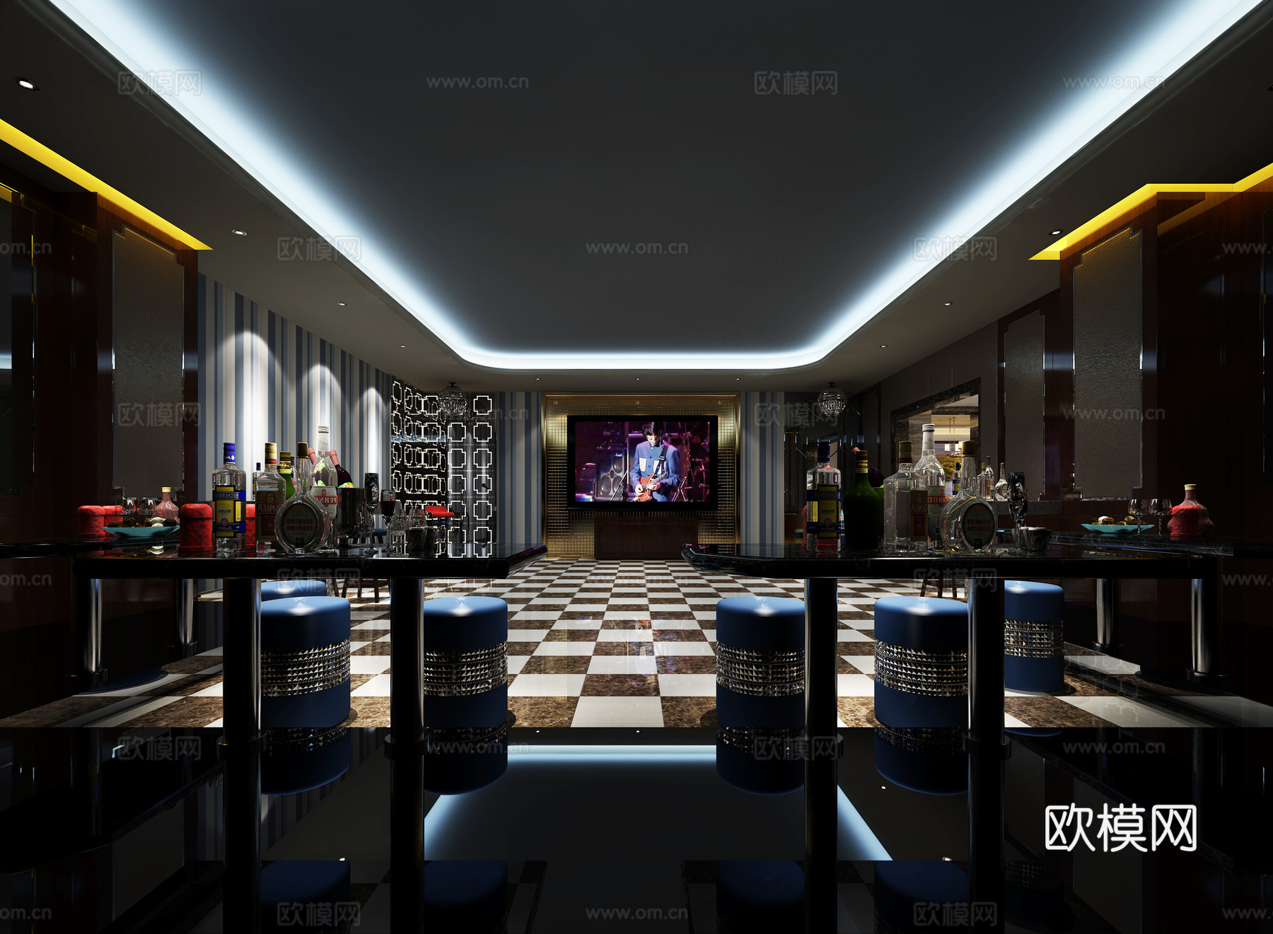 现代卡拉OK KTV包间 点歌台3d模型
