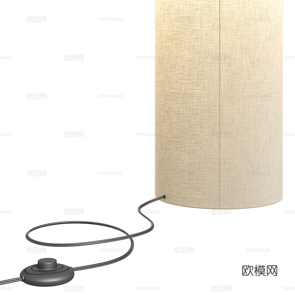 新中式亚麻布艺落地灯3d模型