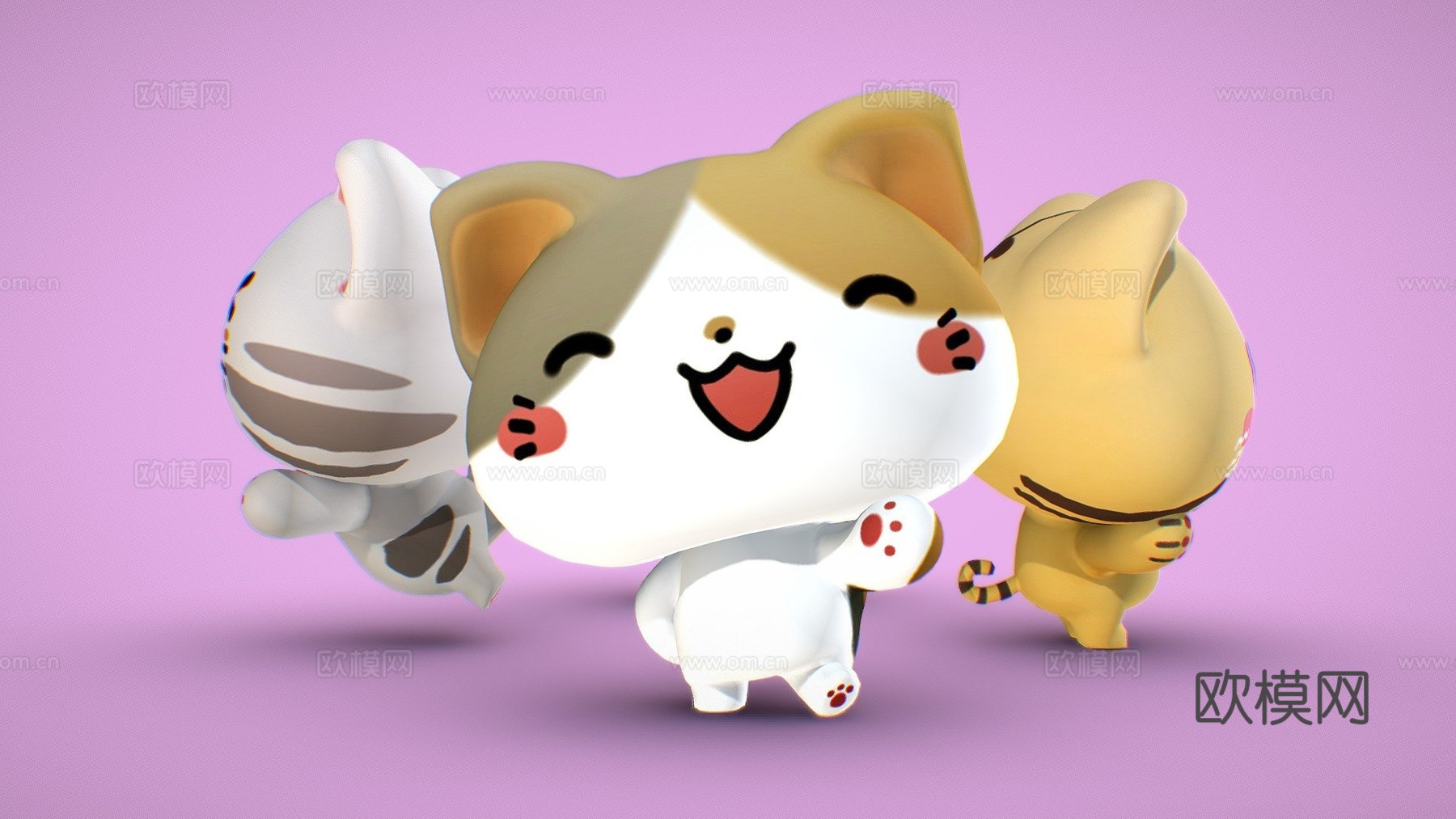 猫咪-绑定与摆姿3d模型
