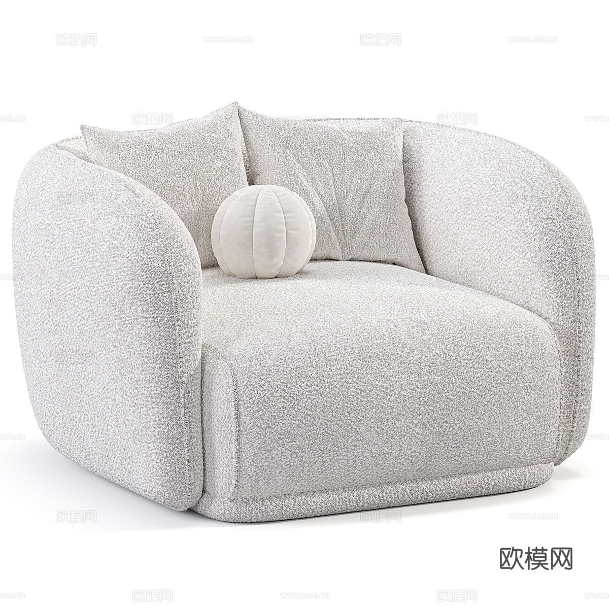 现代意式奶油风布艺休闲沙发3d模型