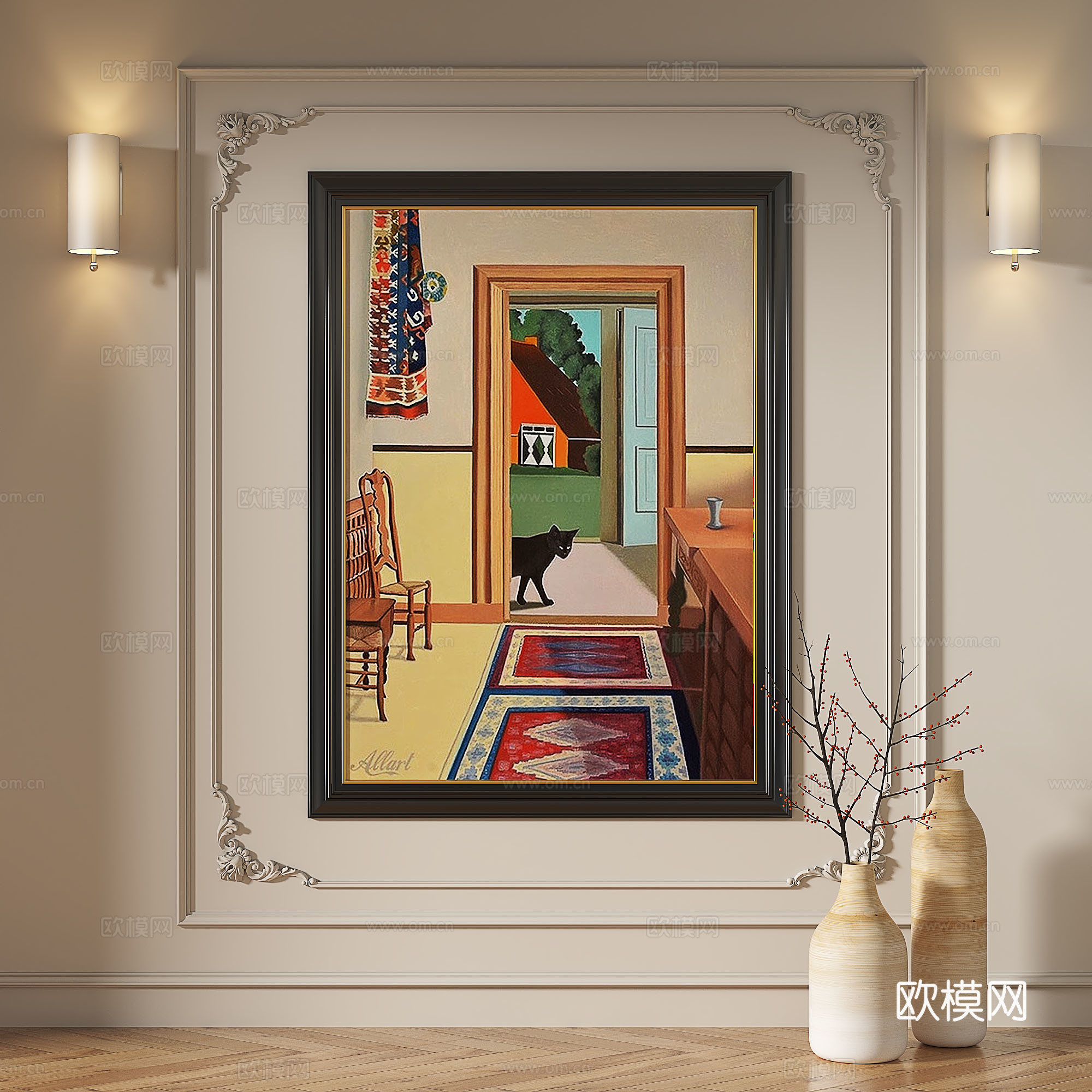 法式，复古，油画，轻奢，抽象，现代，欧式，古典，装饰画3d模型