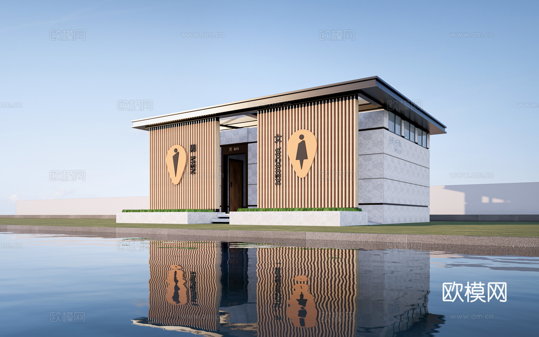 现代公厕建筑 厕所建筑 旅游厕所 公共卫生间su模型