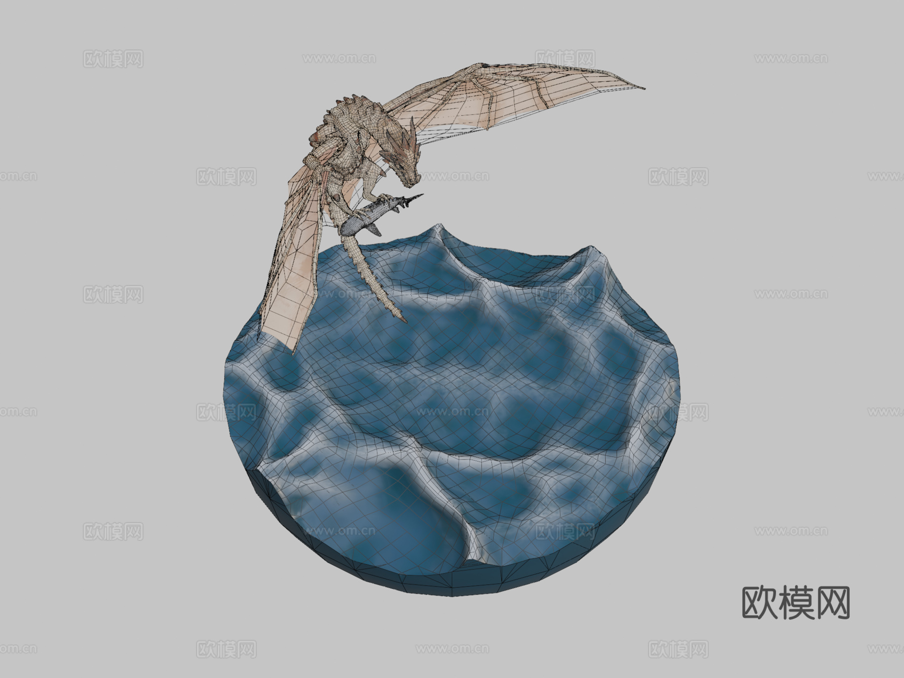双足飞龙钓鱼3d模型
