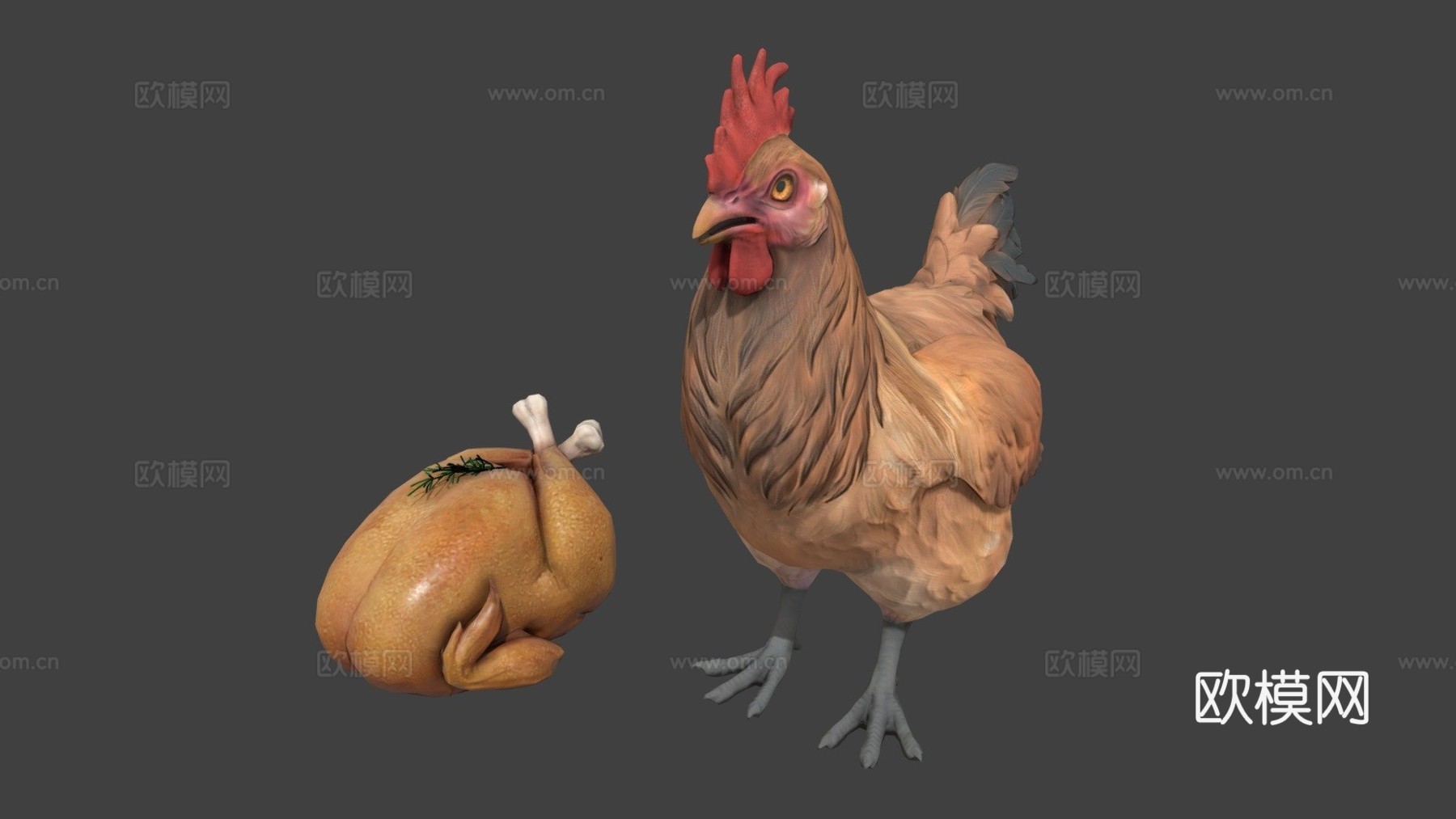 动物与食物-鸡模型3d模型