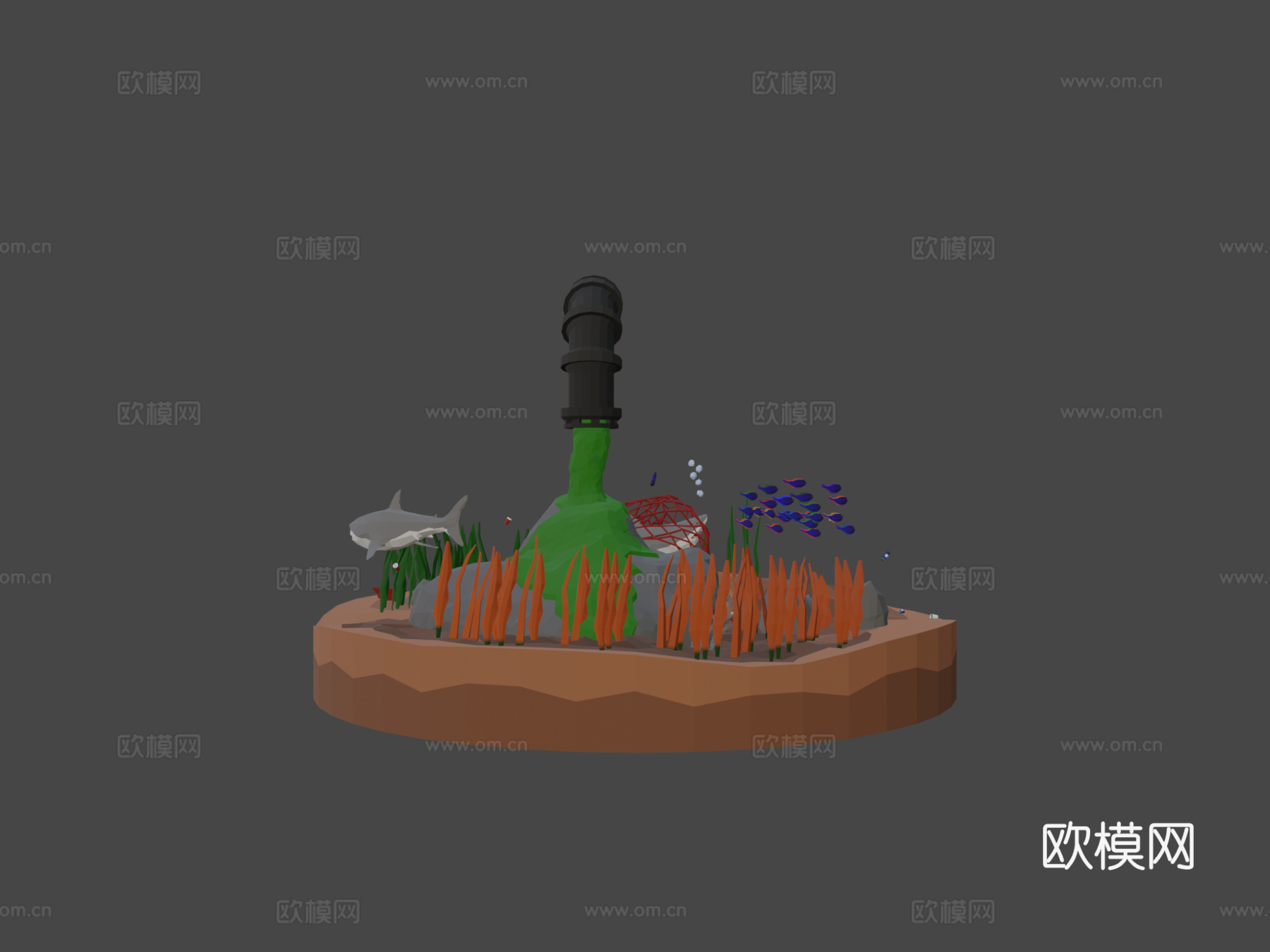 海洋污染-低多边形立体模型3d模型